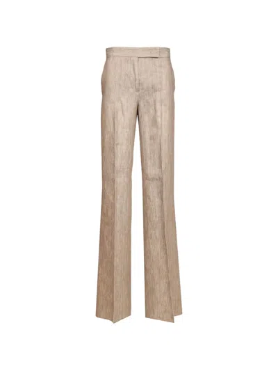 Max Mara Chevron Linen Batavia Trousers Beige In Neutral