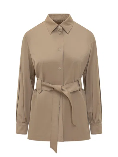 Max Mara Chic Jacket With Belt In Brown
