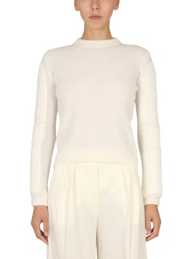 Max Mara Chic Mohair Yarn Knit Sweater In White