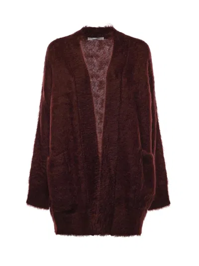 Max Mara Chic Oversized Cardigan For Women - Fw25 Collection In Burgundy