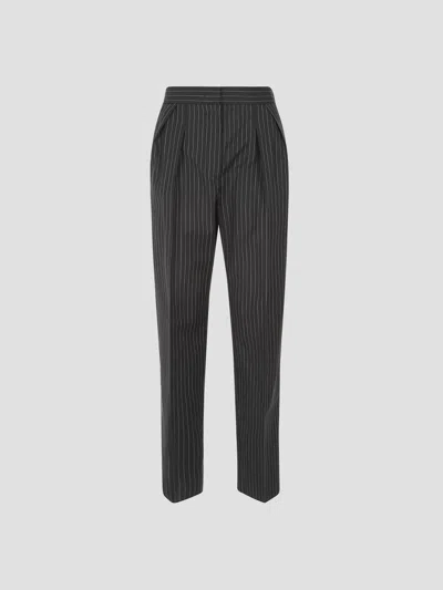 Max Mara Chic Virgin Wool Pants In Black White