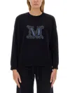 Max Mara Logo Embroidered Knitted Jumper In Navy