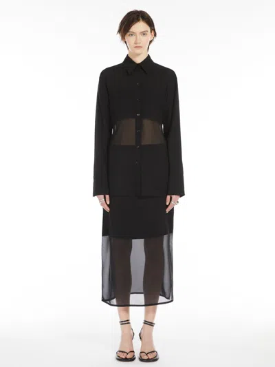 Max Mara Chiffon Flounced Blouse In Black