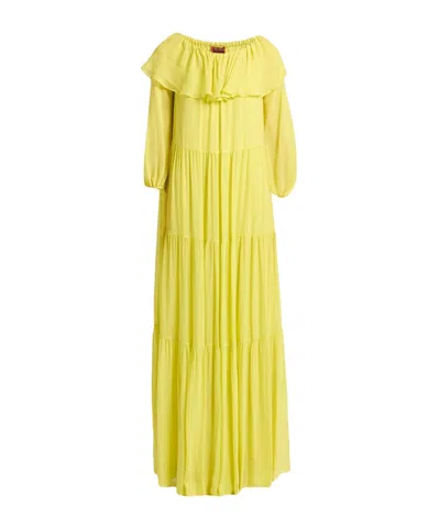 Max Mara Chiffon Maxi Dress In Yellow