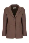Max Mara Cotton Blazer With Notched Lapel And Flap Pockets In Brown