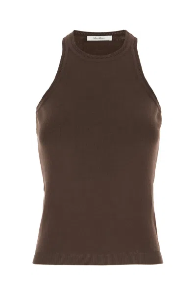 Max Mara Chocolate Cotton Top In Brown