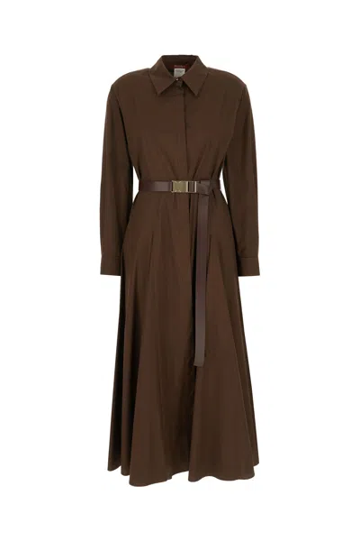 Max Mara Chocolate Poplin Shirt Dress In Multi