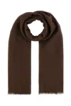 Max Mara Luxurious Silk And Wool Scarf In Marrone