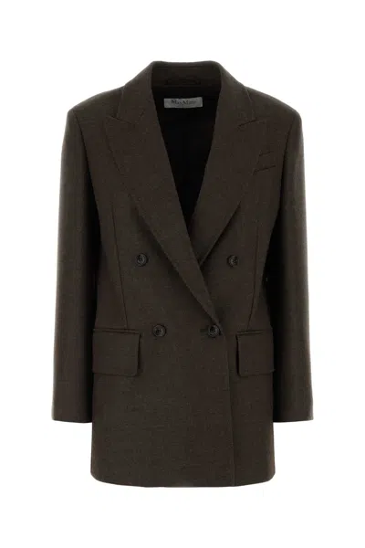 Max Mara Chocolate Wool Pulvino Blazer In Multi