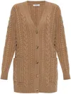 Max Mara Calotta Cable-knit Wool And Cashmere-blend Cardigan In 褐色