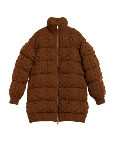 Max Mara Chunky-knit Padded Coat In Brown