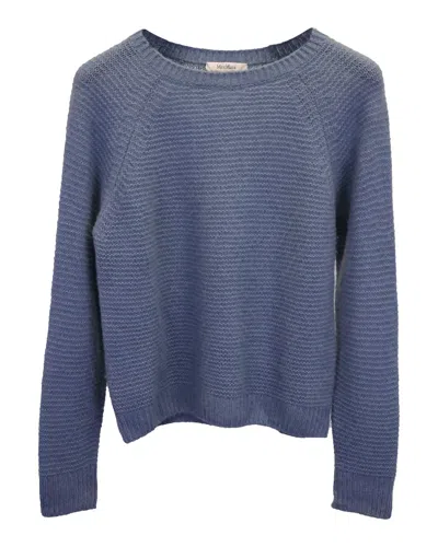 Max Mara Ciad Knit Sweater In Blue Cashmere And Silk