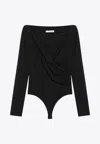 Max Mara Black Crossover Bodysuit In Stretch Jersey In Black