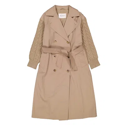 Max Mara Cicladi Water-repellent Gabardine Trench Coat In Yellow