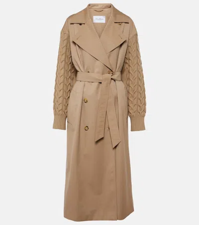 Max Mara Cicladi Wool And Cotton Gabardine Trench Coat In Brown