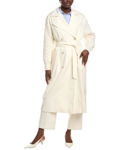 Max Mara Cicladi Wool Overcoat In White