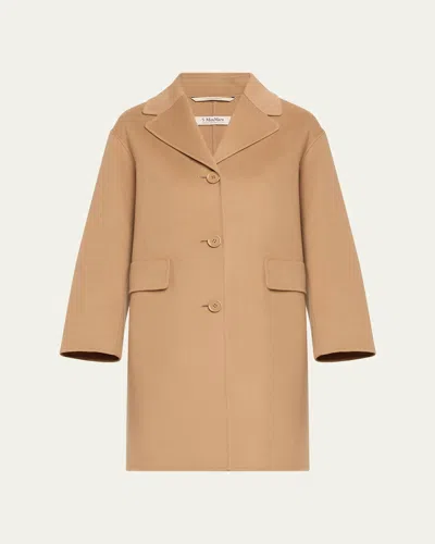 Max Mara Cielo Single-breasted Wool Coat In Camel