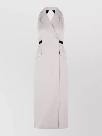 Max Mara Cime Stretch Cotton And Wool-blend Halterneck Maxi Dress In Pink