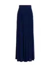 Max Mara Wide-leg High Waist Pleated Slit Trousers In Blue