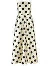 Max Mara Long Strapless Dress Polka Dots In White/black
