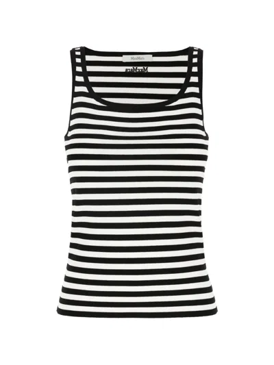 Max Mara Cippo Striped Ribbed-knit Tank Top In Black