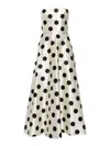 Max Mara Long Strapless Dress Polka Dots In White