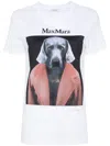 Max Mara Dog Print Cipria Cotton T-shirt In White