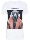 Max Mara Dog Print Cipria Cotton T-shirt In White