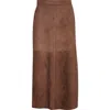 Max Mara Cipria Lambskin Suede Skirt In Brown
