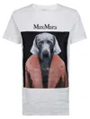 Max Mara Dog Print Cipria Cotton T-shirt In White
