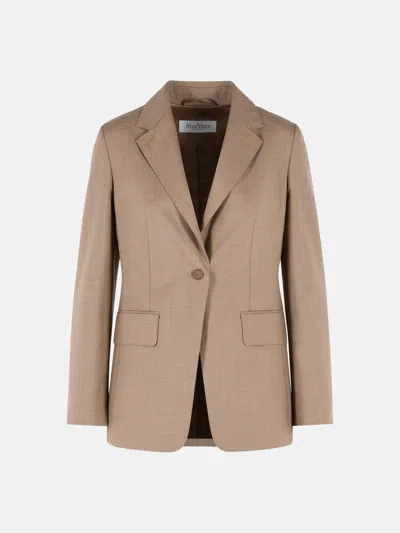 Max Mara 'circense' Single-breasted Blazer In Hazelnut Virgin Wool Tela In Brown