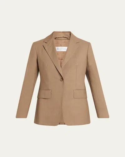 Max Mara Circense Single-button Wool Jacket In Brown