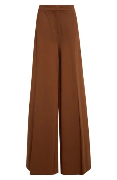 Max Mara Circolo High Waist Wide Leg Compact Jersey Trousers In Tobacco