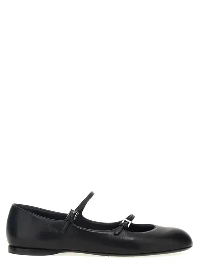 Max Mara Circus Leather Mary Jane Flats In Black