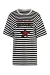 Max Mara Blackwhite Kaki Oversized Striped Cotton T-shirt In White