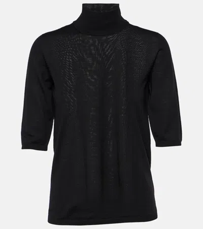 Max Mara Ciriaco Virgin Wool Turtleneck Top In Black