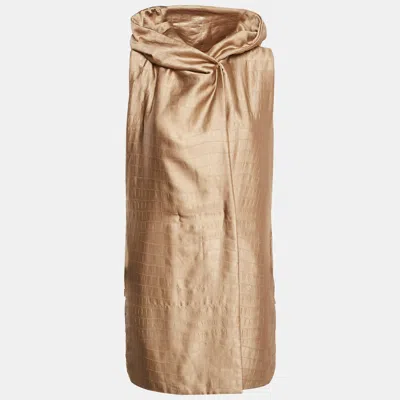 Pre-owned Max Mara City Beige Textured Satin Sleeveless Hooded Uguale Coat M