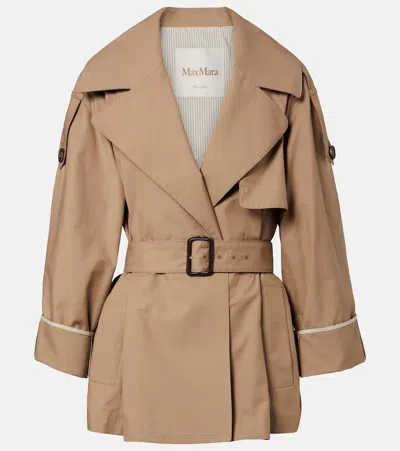 Max Mara Clara Cotton-blend Gabardine Trench Coat In Brown