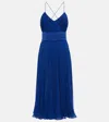 Max Mara Blue Pleated Sleeveless Jumpsuit In Loose Fabric Woman