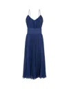 Max Mara Clarino Pleated Midi Dress In Blu