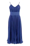 Max Mara Crepe Clarino Dress Spaghetti Straps In Blue