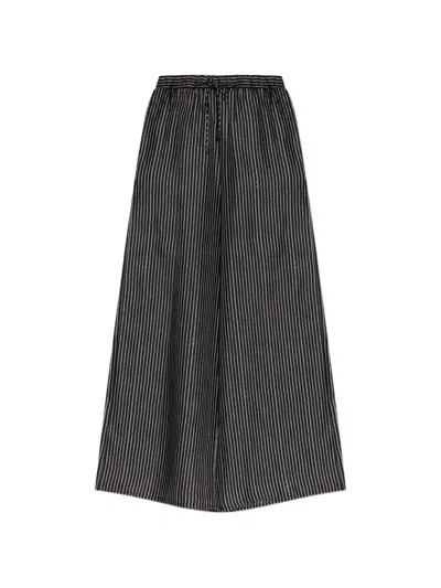 Max Mara Clarino Striped Drawstring Trousers In Black