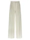 Max Mara Clarion Pinstriped Straight-leg Pants In Bianco