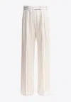 Max Mara Clarion Pinstriped Straight-leg Pants In White