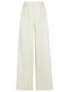 Max Mara Linen Blend Pinstripe Wide Pants In White