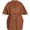 Max Mara Classe Wool Cape Jacket In Brown