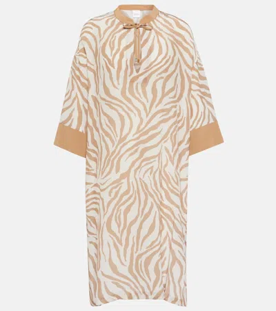 Max Mara Classe Zebra-print Silk Crêpe Kaftan In Beige