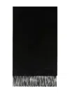Max Mara Cashmere Stole With Embroidery And Fringes In Black