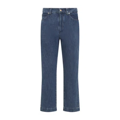 Max Mara Classic Blue Straight-leg Jeans With Mid-rise Waist