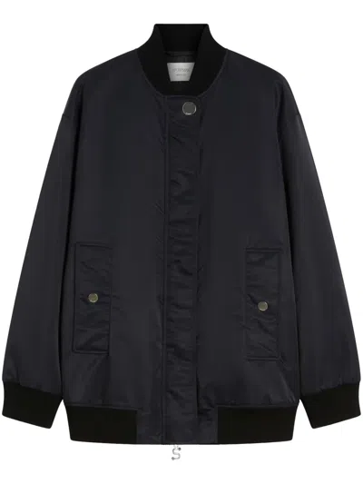 Max Mara Classic Bomber Jacket With Smooth Finish In Blue